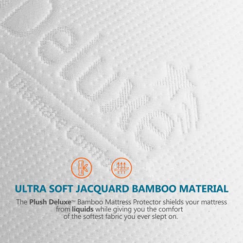 PlushDeluxe Bamboo Waterproof Mattress Protector, King Size, Ultra Soft